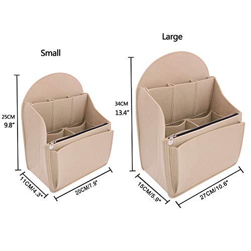 VANCORE Felt Backpack Organizer Insert for Rucksack Handbag Shoulder Bag (Beige,Small) - color: Beige, size: Small