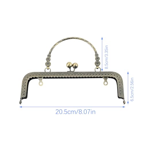 5PCS Metal Kiss Lock Purse Frame with Handle,Embossed Arch Clasp | Replacement for DIY Handbag Making, Coin Bag & Clutch Bag Repair - size: 7.9 Inch