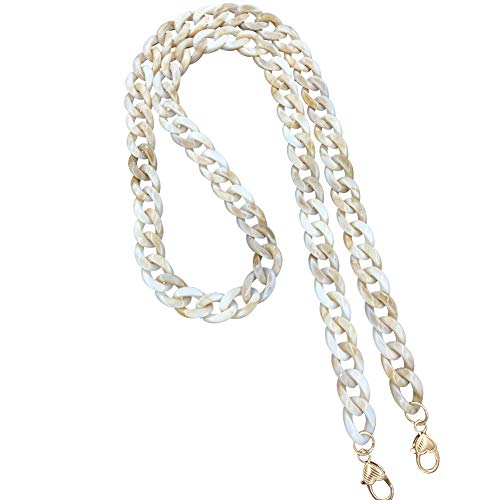 Aumey Clear White Black Brown Acrylic Chain Clutch Purse Strap Handles Bag Handbag Purse Replacement Chains 40 Inches - color: Beige