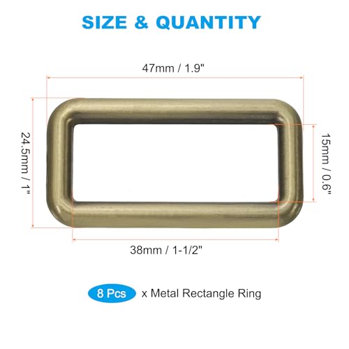 PATIKIL Flat Metal Rectangle Rings, Square Loop Webbing Belt Buckle for Strap Keeper Leathercraft Bag Belt DIY Purse Making - color: Bronze, size: 1" / 25mm