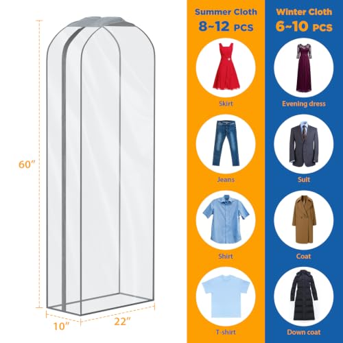 Zilink Fur Coat Storage Bags Dress Bags for Gowns Long 60 in, 4 Pack - size: 60"-4pcs-10" Gussted