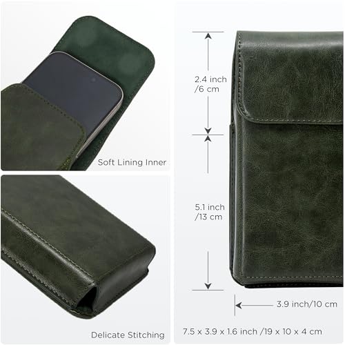 Holster for Galaxy S25 Ultra S24 Ultra S23 Ultra 5G Note 20 Ultra 5G Note 10+ Plus 5G, Premium Leather Pouch with Belt Clip Phone Holster Belt Case, Green -XL - color: Green, size: X-Large