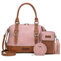 Wrangler 3Pcs Doctor Bag Sets for Women Top-handle Satchel Bag with Cell Phone Handbag and Coin Purse - color: Pink