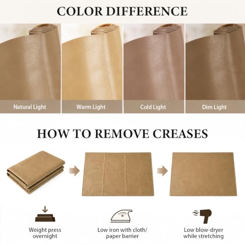 Faux Leather 1.00mm Upholstery Fabric by the Yard 6 Yard Light Tan | Semi-PU Waterproof Marine Vinyl, Soft Thick 2-way Stretch Leather Sheet for Sofa Wallet Cushion Craft Sewing Projects - color: Light Tan, size: 6 Yard