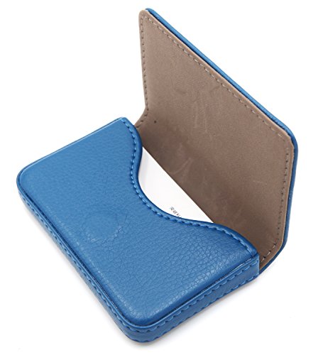RFID Blocking Wallet - Minimalist Leather Business Credit Card Holder with Magnetic, Blue, Small - color: Blue