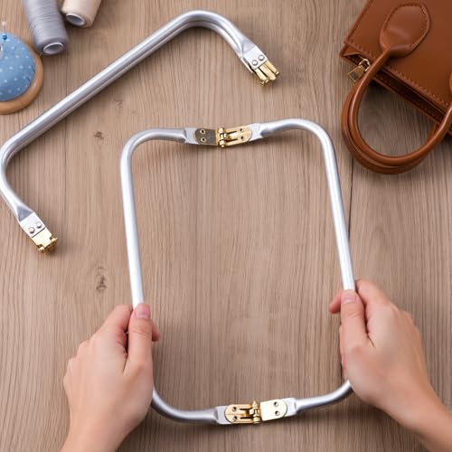 Lekgavd 9.8" Metal Purse Frame, Rectangle Clasp Bag Handle, 1 Set, Silver - color: Silver, 1pcs,9.8"