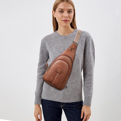 cakang Womens Sling Bag Crossbody Bags for Women Vegan Leather Sling Backpack Daypack Fanny Pack Crossbody Purse Travel - color: 4-brown