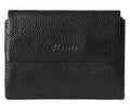 Women's Bifold Wallet, Genuine Leather, Magnetic, ID Window | Holds 10+ Cards, 2 Zip Coin Pockets, Pebbled Cowhide, Snap Closure, Large Capacity, Multiple Colors, Compact 5.5x3.9in - color: B-Black