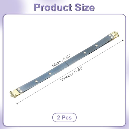 uxcell Metal Internal Flex Frames, 2 Pcs 11.81" x 0.55" Flex Frame Kiss Lock Clasp, Handbag Frame Hardware Accessories Bag Clip for DIY Clutch Coin Purse Handmade Sewing Making Craft - size: 11.81" x 0.55"