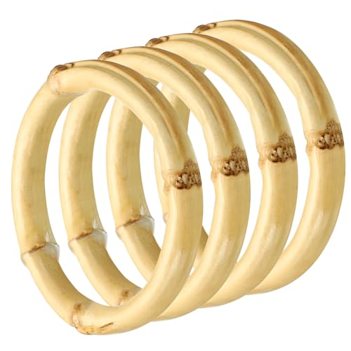 PATIKIL 2.5 Inch Bamboo Purse Handles, 4 Pcs Round Replacement Handmade Rings for Tote Bag Purse Making Decorations, Wood - color: Wood, size: 1.5 Inch