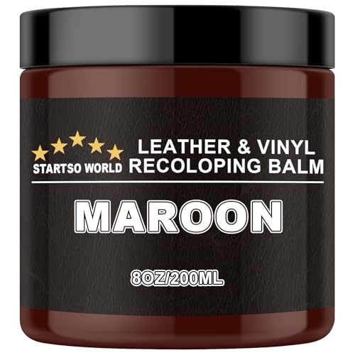 STARTSO WORLD Leather Recoloring Balm, Maroon Leather Repair Kit for Furniture, Leather Dye, Leather Color Restorer for Couches, Leather Couch Paint | Repair, Restore & Renew Old, Faded Leather - color: Maroon, size: Leather Recoloring Balm