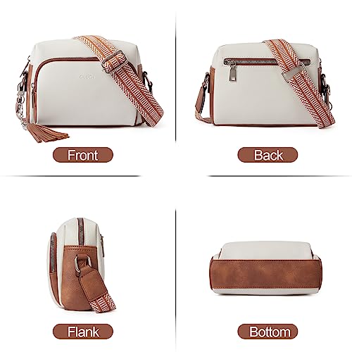 CLUCI Crossbody Bags for Women Crossbody Purses for Women Cross Body Bag Crossbody Purse with Adjustable Wide Strap | Womens Cross Body Bag Purse, Adjustable Wide Strap, Gifts for Women - color: 2-7off-white With Brown