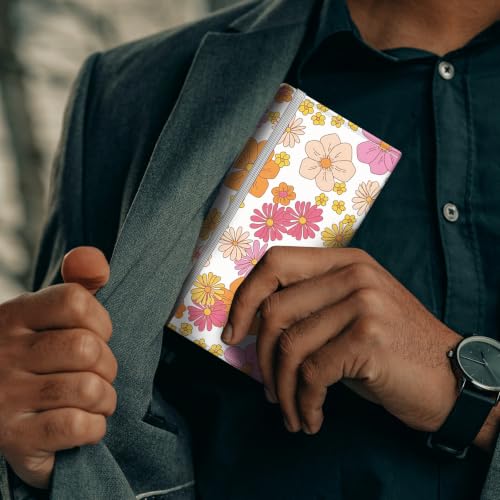 Checkbook Cover for Personal Checkbook, Cute Pu Leather Check Book for Women & Men, Slim Checkbook Holder with Pen Holder and Built-in Clear Plastic Divider, Cute Flowers - color: Cute Flowers