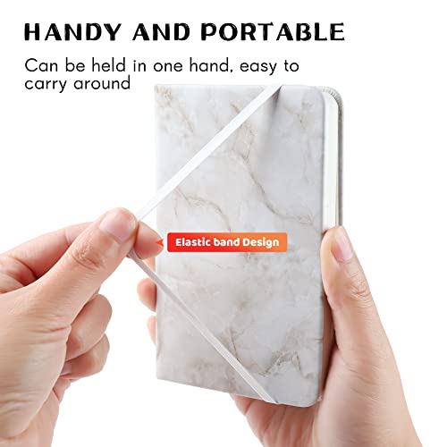 2Pack Pocket Notebook Small Notebook Journal Notebook 4 inches x 5.7 inches 200 Pages Leather Cover With Pen Holder Page Marker Ribbons (Marble) - color: Marble
