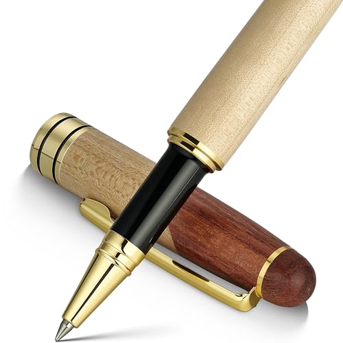 BEILUNER Luxury Wood Ballpoint Pen Writing Set,Maple-Elegant Fancy Nice Gift Pen Set for Signature Calligraphy Office Fancy Nice Supplies - Christmas Gift Boxed with Extra Refills (Black) - color: Maple