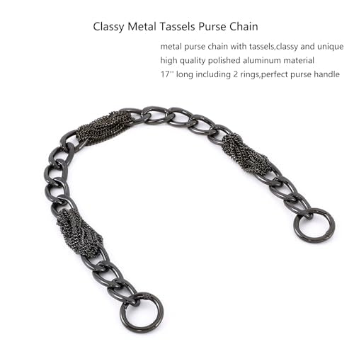 Yichain Classy Metal Tassels Bag Chains Purse Handles Shoulder Strap Replacement Charms Accessories (Black Small 17'') - color: Black Small 17''