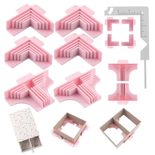 BAOFALI 7Pack Clamps Corner Guides Cartonnage Corner Holding with Metal Bookbinding Cover Tool ，Corner/Divider Assembly, (3 mm, 2 mm, 1.5 mm, 1 mm) Wide .for Book Covers, Chipboard Boxes, Dioramas - color: 7 Pcs Box Guide Pink