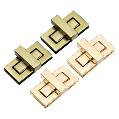 M METERXITY 4Pcs Purse Twist Lock (1.73 x 0.87 Inches, Light Gold/Bronze)- Rectangular Purse Closure Twist Turn Lock Clasp Metal Clip Hardware Apply to DIY Handbag/Purse/Wallet/Leather Craft - color: Light Gold/Bronze, size: 1.73 x 0.87"
