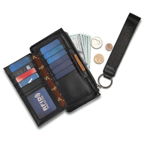 X Wrangler Western Wallet for Women Card Cases & Money Organizers Wristlet Wallet with Zipper Pocket - color: 1-Black
