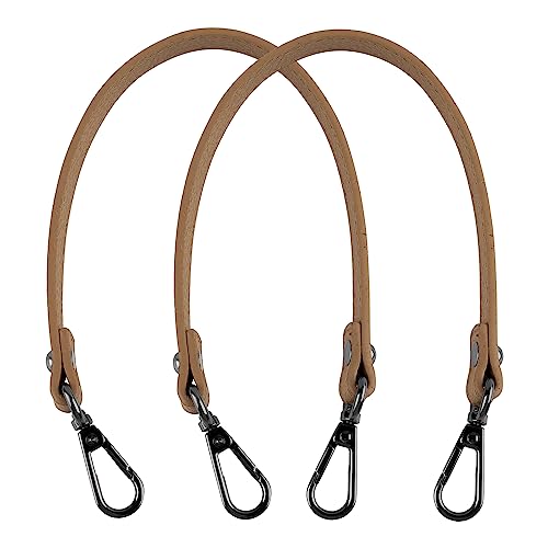 AUEAR, 2 Pack PU Leather Small Bag Handle Strap Brown with Gun Black Swivel Lobster Buckles for Handbag Purse - color: Brown