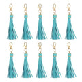 uxcell 10pcs PU Leather Tassels, 6 Inch Keychain Tassel Charm Tassel Purse Charm with Lobster Swivel for Jewelry Making, Handbag, DIY Crafts, Phone Straps (Cyan) - color: Cyan