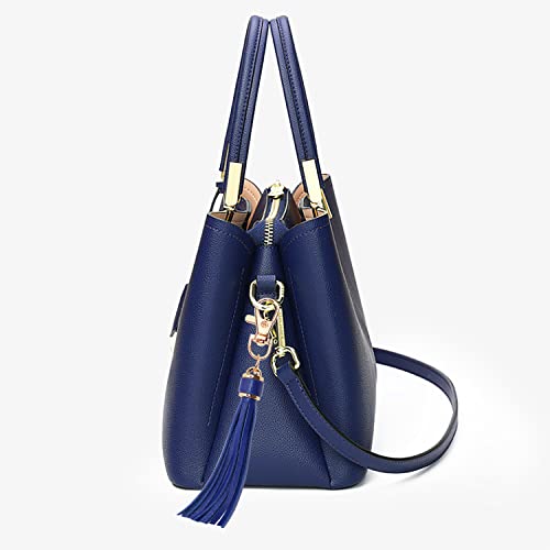 Penta Angel 2Pcs 5.9'' Large PU Leather Tassel with Lobster Swivel Keychain Pendant for Handbag Backpack Jewelry Making (Blue) - color: Blue