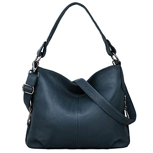YALUXE Women's Real Leather Shoulder Bags Hobo Handbags Purse Crossbody Bag - color: Blue