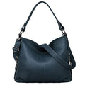 YALUXE Women's Real Leather Shoulder Bags Hobo Handbags Purse Crossbody Bag - color: Blue