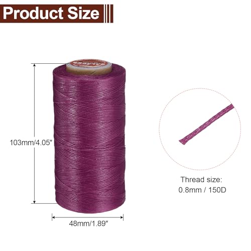 uxcell Flat Leather Sewing Waxed Thread, 270m / 295 Yards Polyester Wax String, 150D Wax Stitching Cord for Leather Crafts, Bookbinding, Bracelets Braided, Fuchsia - color: Fuchsia