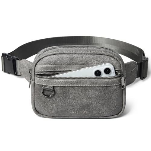 Leresas 2L Fanny Pack for Women Belt Bag Waist Purse Waist Bag Vegan Leather Fanny Pack Travel Waist Pouch Dark Grey - color: Dark Grey