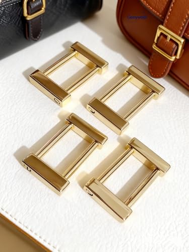 rectangular screw ring buckle, rectangular screw strap buckle with connector ring for wallet making 1.9 cm, 4 pieces (gold)