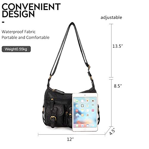 Angel Barcelo Cross body Shoulder Bag Women Soft PU Leather Purses and Handbags - color: Black