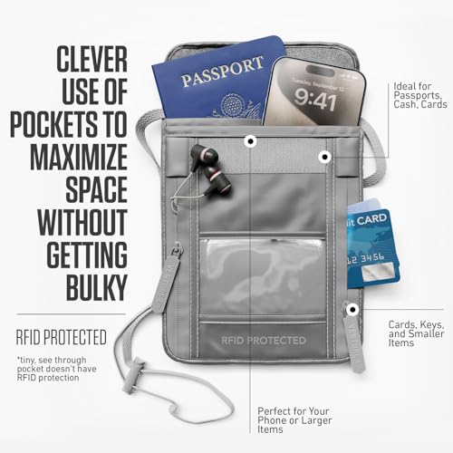 VENTURE 4TH Travel Neck Wallet, RFID Blocking Passport Holder -Sleek Silver - color: Sleek Silver
