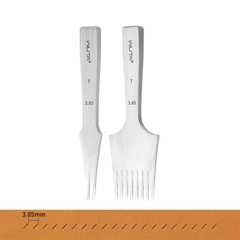 WUTA Leather Chisel All-Polished Die-Steel Puncher French Style Pricking Iron Sharp Leather Punching (Obverse, 3.85 mm 2 Teeth+8 Teeth) - color: Obverse, size: 3.85 mm 2 Teeth+8 Teeth