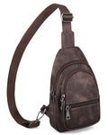 Sling Bag for Women, Crossbody Waist Pack Chest Purse Travel Coffee | Crossbody Purse with Dual Zipper Main Compartment,6 Pockets & 4 Card Slots, Reversible Design, Travel & Daily Use - color: Z-mocha Cofee