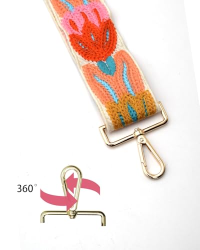 Embroidered Purse Straps Replacement Crossbody Wide Adjustable Bag Straps | Thick Purse Strap for Crossbody Bags,Extra Long Strap,Cross Body Straps for Handbags,Bag Straps for Tote Bags,Shoulder Straps - color: Flower 4