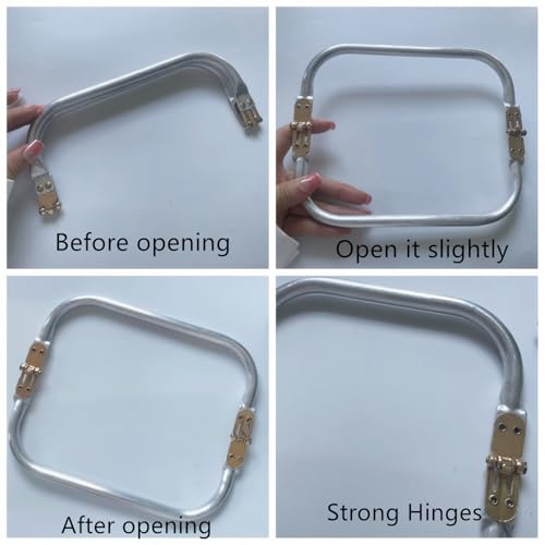 Tuofchyi 8 Inch Metal Purse Frame, 2Pcs Rectangle Kiss Lock Bag Hardware | Ideal for DIY Tote Bags, Clutches, Crochet Purses, Features a 180° Opening, Strong Hinges Secure Rectangle Kiss Lock Closure - size: 8 inch