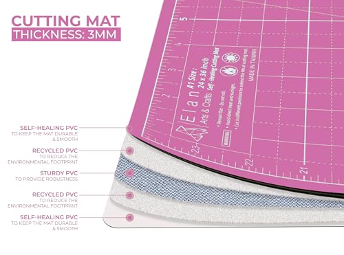 Elan Cutting Mat A1 Pink & Purple, Large Self Healing Cutting Mat 24 x 36 Inch, 5-Ply Craft Board Pink, Hobby Board for Crafts 24x36 Inch - style: 36 x 24"