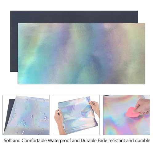 Laserable Leather Sheets, 12" x 24"Laserable Leatherette Patch | CO2 Laser Engraving Supplies, Faux Leather for Crafting Tools, Leather Wallets (Holographic/Black) - color: Holographic/Black