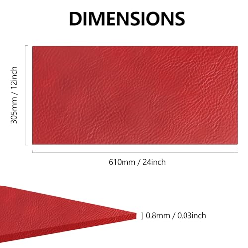 Laserable Leather Sheets, 12" x 24"Laserable Leatherette Patch(Red/Black) | CO2 Laser Engraving Supplies, Faux Leather for Crafting Tools, Leather Wallets - color: Red/Black