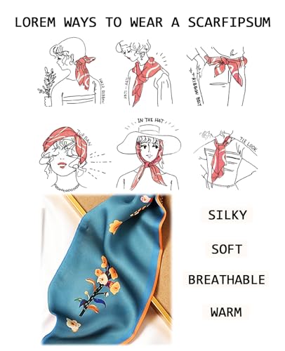 Head Scarf Purse Handle Neck Satin Hair Scarfs For Bag Lightweight Silky Long Thin Women's Fashion Scarves 59 * 5.9” - color: H20-feather Leaves(59*5.9inch)