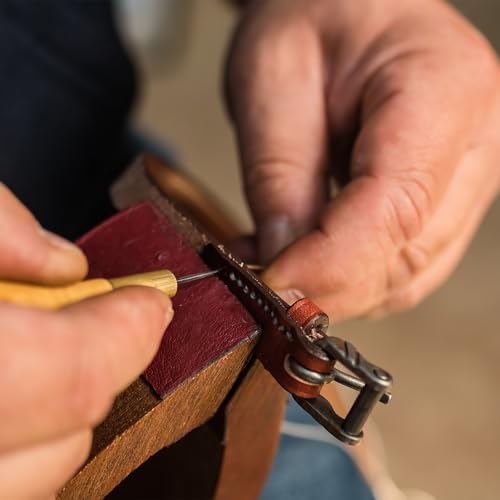 Generic Handwork Sewing Awl Kit Crochet Hooks and Hole Awl Leather Punch Hole Stitching Set Tool for Broken Wire Drilling Repair and DIY Handmade with Wooden Handle Scratch, Log Color