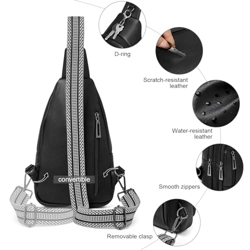 cakang Womens Sling Bag Crossbody Bags for Women Vegan Leather Sling Backpack Daypack Fanny Pack Crossbody Purse Travel - color: 2-black