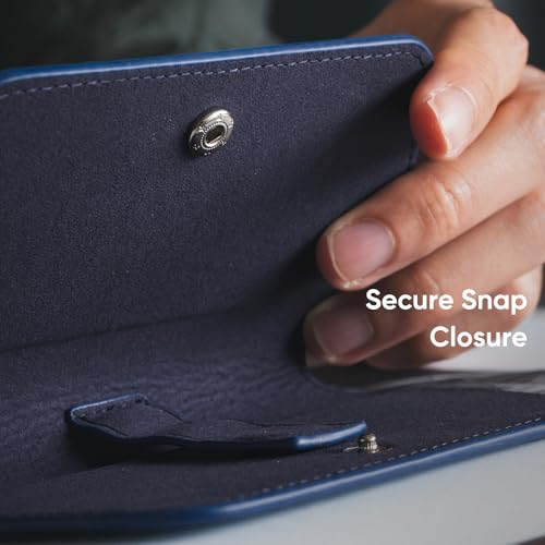 VULKIT Leather Glasses Case, Ultra Slim Sunglasses Case, Two Fixed Modes, Fits Most Eyeglasses & Sun Glasses - color: Sapphire Night