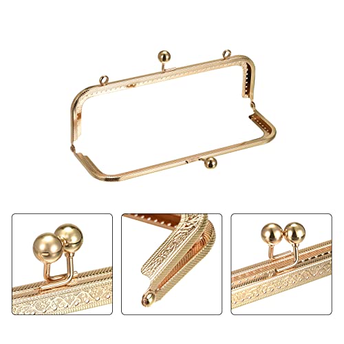 uxcell Metal Purse Frames - 8.07" 4Pcs Kiss Lock Clasp Frame Rectangle Embossed Clutch Frame Handles for Coin Purse Sewing Bag Making DIY Craft, Gold Tone - color: Gold Tone
