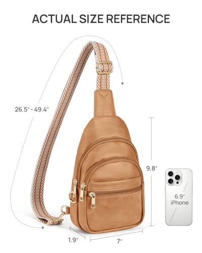 CHOLISS Anti Theft Small Sling Bag for Women and Men RFID Leather Crossbody Bags Fanny Pack Chest Bag Travel Purse Daypacks - color: Camel Brown