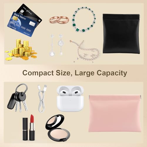 2 PCS Small Makeup Bag for Purse, Coin Purse Lipstick Cosmetic Accessories Organizer, Mini Portable Leather Cosmetic Bags for Women, Small Travel Kit Storage Pouch (2 Medium), LQB-CD - color: Mixed Color 5
