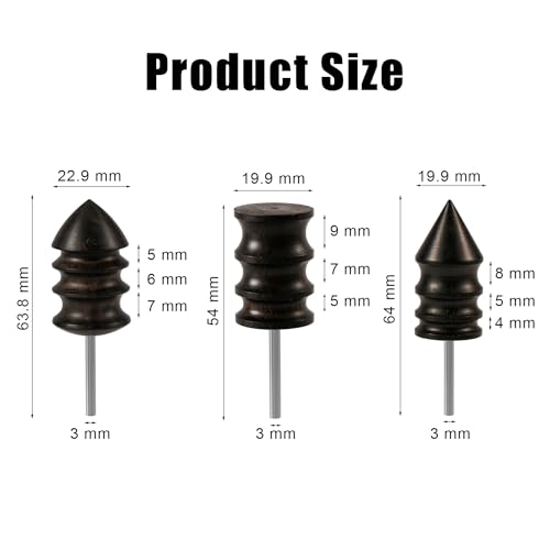 3pcs Leather Burnisher Bits for Rotary Tool, 3 Styles Leather Slicker Burnishing Pointed Tip, Leather Burnisher Polished Head Burnishing Machine Accessories for Leather Craft Edges - style: H