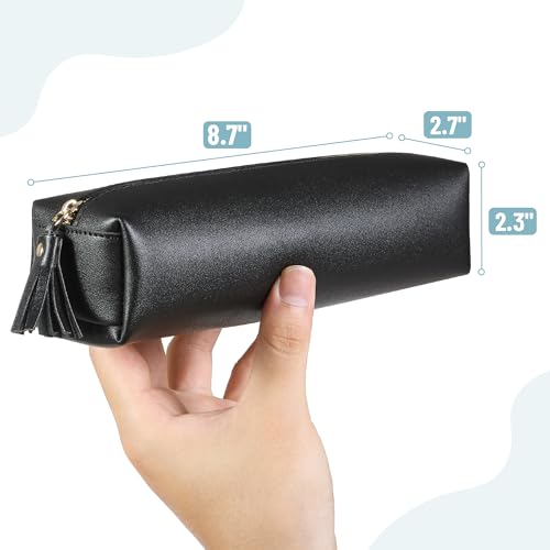 Mr. Pen- PU Leather Pencil Case, Black, Pencil Case Small Pencil Pouch | Aesthetic Pencil Cases - color: Black