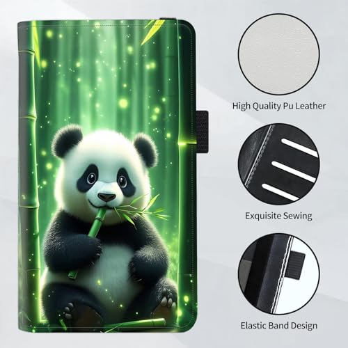 Checkbook Cover for Women and Men, RFID Blocking PU Leather Checkbook Holder Wallet Case with Elastic Strap & Multiple Card Slots, for Checks and Cards, Panda in Bamboo Forest - color: Panda in Bamboo Forest